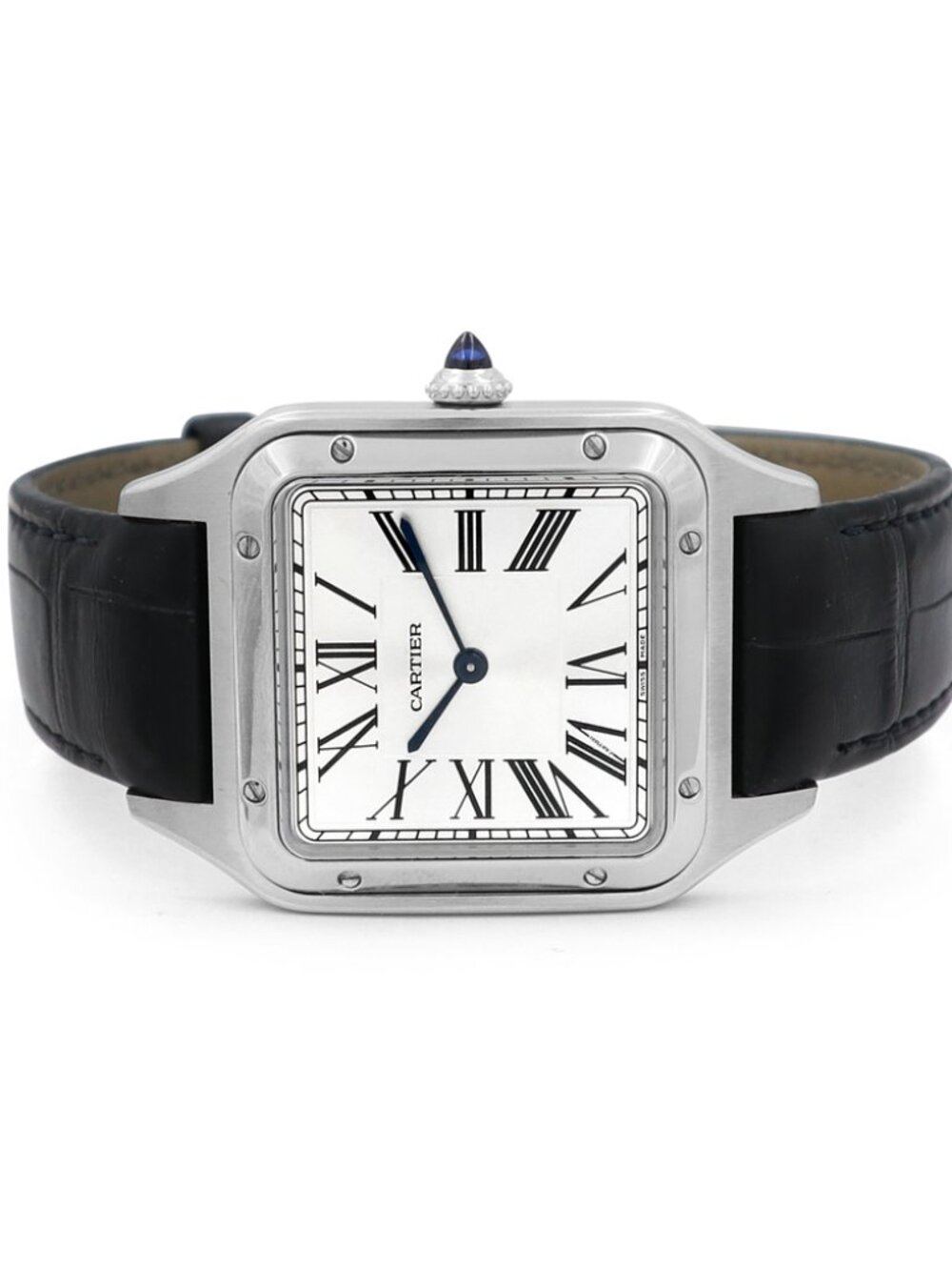 Cartier Large Santos Dumont Watch Stainless Steel Silver Roman - Picture 3 of 6